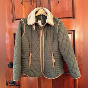 Cremieux Green Quilted Jacket Size SMALL